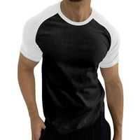 Muške majice Sportski blok bloka košulje Raglan rukavi okrugli majica za vrata crne l
