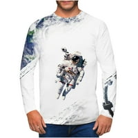 Muški povremeni modni rukav pulover za posadu Top svemirski brod 3D tiskana majica Boja blok majica