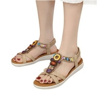 Ljetne sandale za žene ravne klizanje na sandalama Kristalne rimske cipele Otvorene prste casual sandale