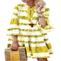 Voguele Dame Mini haljina V izrez kratke haljine rukave ljetna plaža na plaži za zabavu Havajska žuta