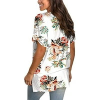 Usmixi ženske bluze i vrhovi Dressy Comfy prozračne modne tučke Thirts Ljeto V-izrez kratki rukav cvjetni