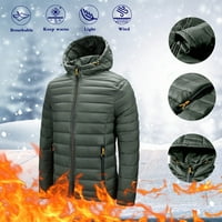 Outfmvch Zimski kaputi za muškarce Leisure Plus Veličina Svjetlo Zip džepni šešir Pamučni kaput od jakne