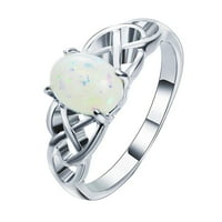 Pgeraug pokloni za žene Opal prsten okrugli Opal Bijeli kamen ručni nakit modni nakit zvoni prsten srebro