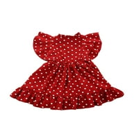 Pfysire Kids Girls Riflelled Polka Dot ljetna zabava kratka ljuljačka haljina crvena 18-24m