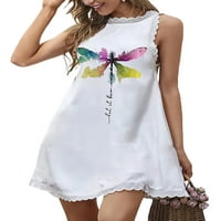 SprifAllBaby Women Mini čipka haljina bez rukava cvijet cvijet srca Dragonfly Ispiši a-line haljinu