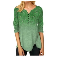 Apepal bluze za žene modne, ležerne tipke s dugim rukavima dolje majice na vrhu zelene l