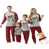 Gwiyeopda Holiday Božić Family Pajamas Podudaranje set Dinosaur Xmas PJS za skup parova