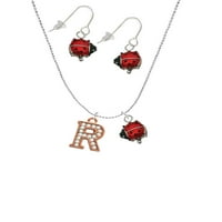 Delight nakit Rose Goldtone Crystal inicijal - R - Red Lucky Dame Ogrlice i viseći naušnice