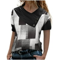 Ernkv ženski trendi slobodni čizme Clearance tiskani vrhovi kratkih rukava majice V izrez majice za