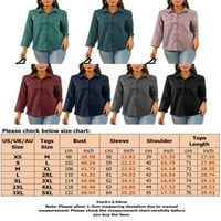 Žene dugih rukava V-izrez T majica Casual Plain Radni bluzovi džepni gumb dolje majica Plus veličine