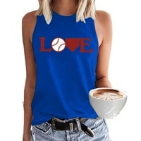 Vrhovi rezervoara za žene Funny Love Baseball Grapchic bez rukava Crewneck T-majice Trendy Ljeto Basic
