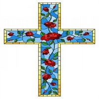 Vitraže staklene ruže križa zidne zidne zidne obloge Obilice i palica Grafika WM502863