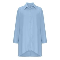 Dame Fall vrhovi i bluze Ženska rever u boji Modna casual labava nepravilna majica Dirndl bluza