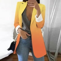 Petort Blazers za ženska jakna odijela je rever s dugim rukavima za svakodnevnu radnu naranču, m
