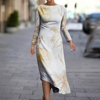 Ženske haljine Ženski okrugli vrat dugih rukava Slim neregularne rub 3D haljine za haljine za žene