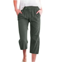 Dahich ženske casual pantalone ravno vukodloška vučna karata elastična visoka struka slobodne udobne pantalone sa džepovima vojska zelena 5xl
