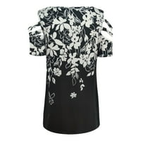 Ženski vrhovi bluza cvjetni kratki rukav Ležerne dame Ljeto V-izrez Fashion White 2xl