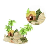 Creative Aquarium Decor simulirana plaža Kanary Landscape Lifelike Coconut Tree Drvena plovila Plaža