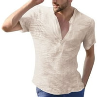 Muška modna casual posteljina prugasta košulja kratkih rukava s kratkim rukavima