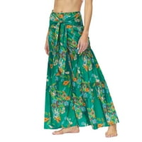 Farstey Beach pantalone za žene ruffle slojeviti hem cvjetni print baggy fit pantalone Ležerne prilike
