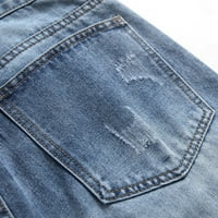 Jean pantalone za muškarce Srednje pranje Stretch Retro Ripped Slim prosjački traperice kruti struk