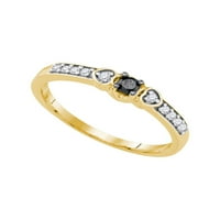 Jewels 10kt žuti zlatni ženski okrugli crni boja poboljšani dijamantni pasijans mladenka za vjenčanje