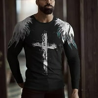 Košulje za muškarce opušteno moda Isus poprečna vjera Print okrugli vrat dugih rukava dno jesen i zimska