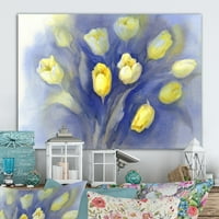 Art DesimanArt Žuti tulipani na plavoj II tradicionalni platno umjetničko otisak u. Širom unutra. Visoko