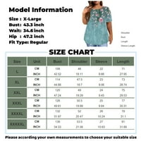 Tking Fashion Womens Ljeto Plus size Crewneck kratki rukav na vrhu majice s labavim cvjetnim tiskanim