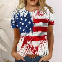 Ženska američka zastava Majica Grafički print 4. Juli 4. dan Neovisnosti Grafički teži TEE Crveni veličine