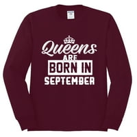 Kraljice su rođeni u septembru Humor muški majica dugih rukava, Maroon, 2xL