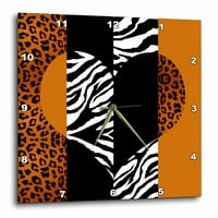 3drose narančasto crno-bijelo otisak životinja - Leopard i Zebra srce - Zidni sat, prema