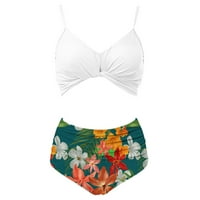Ženski kupaći kostimi splitske kostime za bank za zavoj visoke struk, print bikini uz plažu, dva kupaće