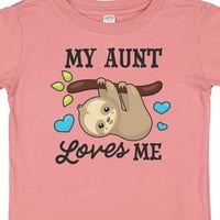 Inktastic moja tetka me voli sa Sloth and Hearts Poklon za dječaku babde ili majicu za bebe