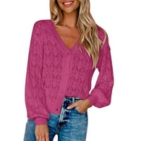 Ženska plus veličina labav džemper kratki džemper s dugim rukavima Kneut Knit Shawl Front Otvoreno V-izrez