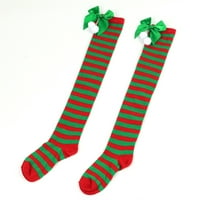 pxiakgy božićnu luk nazubne bedro velike čarape preko koljena čarape Božićne čarape za zabavu koljena