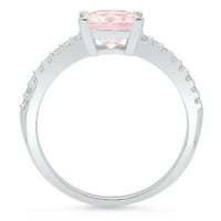 1. CT sjajna princeza simulirana ružičasti dijamant 14k bijeli zlatni pasijans sa accentima prsten sz