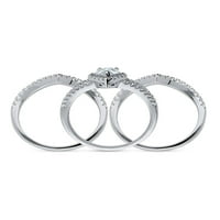 Sterling Silver Halo vjenčani prsteni prsteni kruška CUT CUBIC ZIRCONIJA CZ Split Shanken prsten za