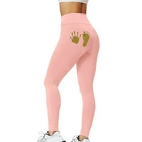 Hlače Ženska tiskana visokog učvršćenja sportova fitness breskve hlače struk joga joga hlače ružičasta