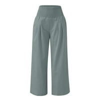 Edvintorg pamučne i posteljine široke pantalone za žene za žene visoki struk ravno hlače modne pune