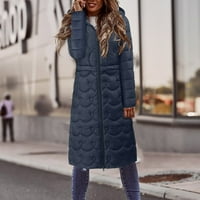 Entyinea Ženske zimske kapute zima zgušnjava puffer kaput topla jakna s preklopljivim hood plavim xl