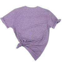 Ženski vrhovi okrugli dekolte otisnuta bluza Neovisnosni dan Dame Modni kratki rukav Ljetni tunički vrhovi Purple 3xl