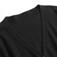 Ženski zimski džemper V-izrez dugih rukava za velike rukave KARDIGAN Pleteni kaput od punog boja crni