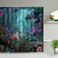 Dream Forest Magic Tree Swing cvijet leptir scenografija tuš za tuširanje vilenjaka Girl Gljiva krajolik 3D Print kupaonska zavjesa
