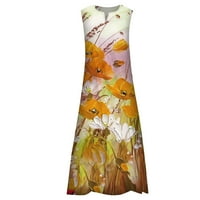 Ljetne haljine za žene bez rukava Maxi Dužina dužine Ležerne prilike od tiskane haljine Yellue XL
