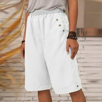 Yubatuo kratke hlače za ženske ležerne hlače Elastični struk džepove ravno-nogu Summer Lane kratke hlače