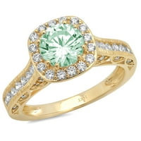 2.7ct okrugli rez zeleni simulirani dijamant 14k žuti zlatni godišnjica Angažovanje halo prstena veličine