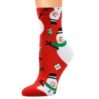 Francuska Dimple Božićne žene Coral Fleece Socks Print Deblji protuklizni podne čarape crvene boje