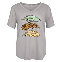 Ljetne majice kratkih rukava za ženske košulje za okrugle vrata za djevojke Feather Graphic Print bluza