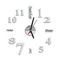 Samoljepljivi akrilni sat DIY 3D uklonjive zidne naljepnice Naslovnica Dekoracija Decal Clock - srebro